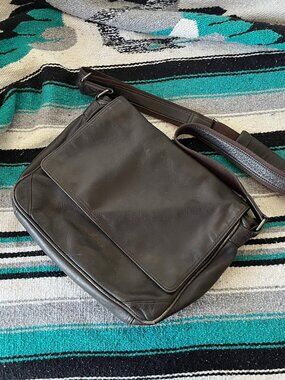 Danier Vintage Brown Leather Messenger Bag